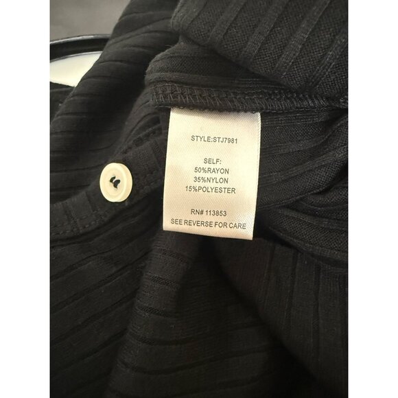 Sugar + Lips Black Ribbed Knit Button-Up Midi Cardigan Dress Size M - Picture 9 of 9